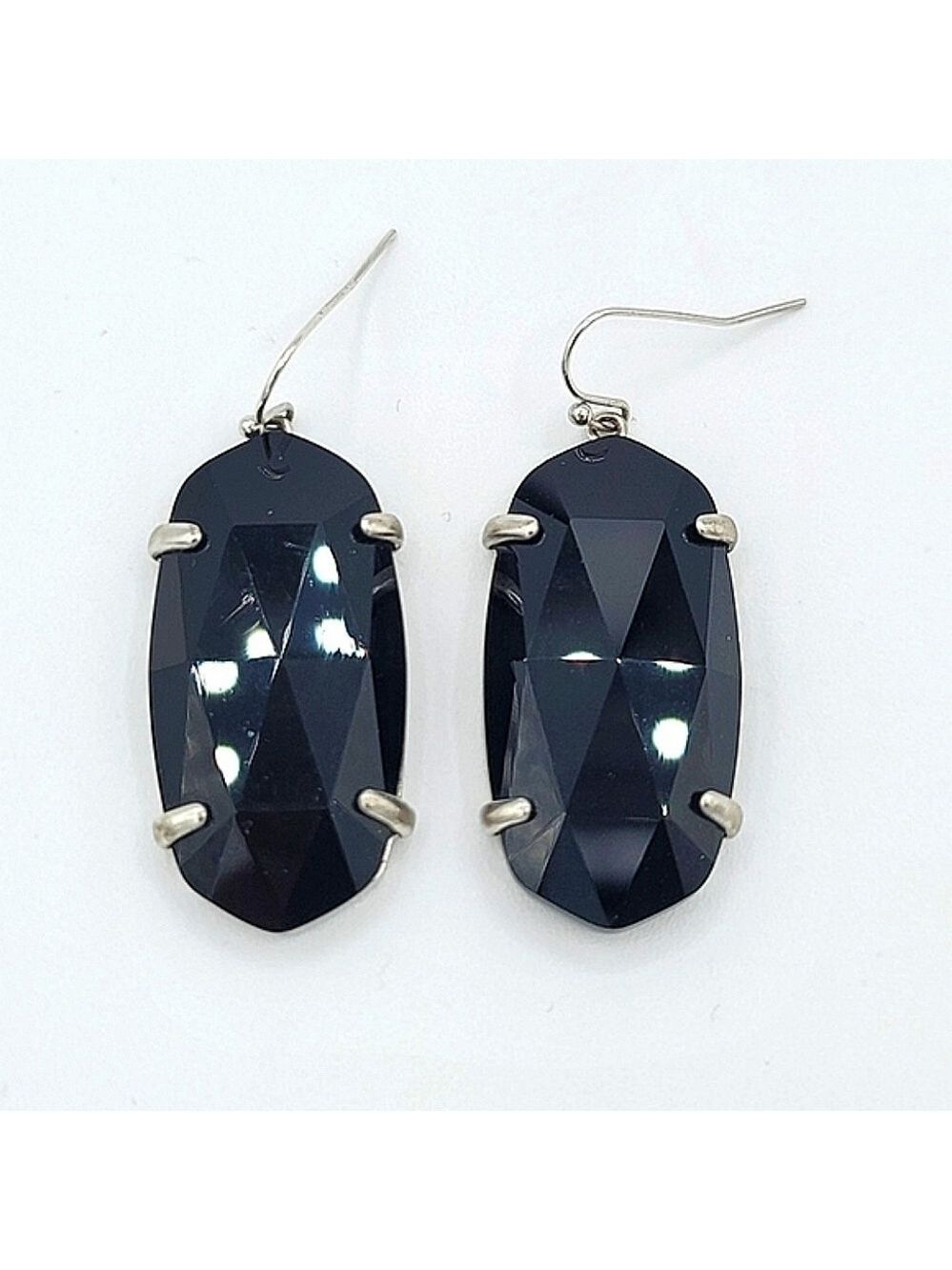 Kendra Scott Esme Earrings Black Silver Tone #860